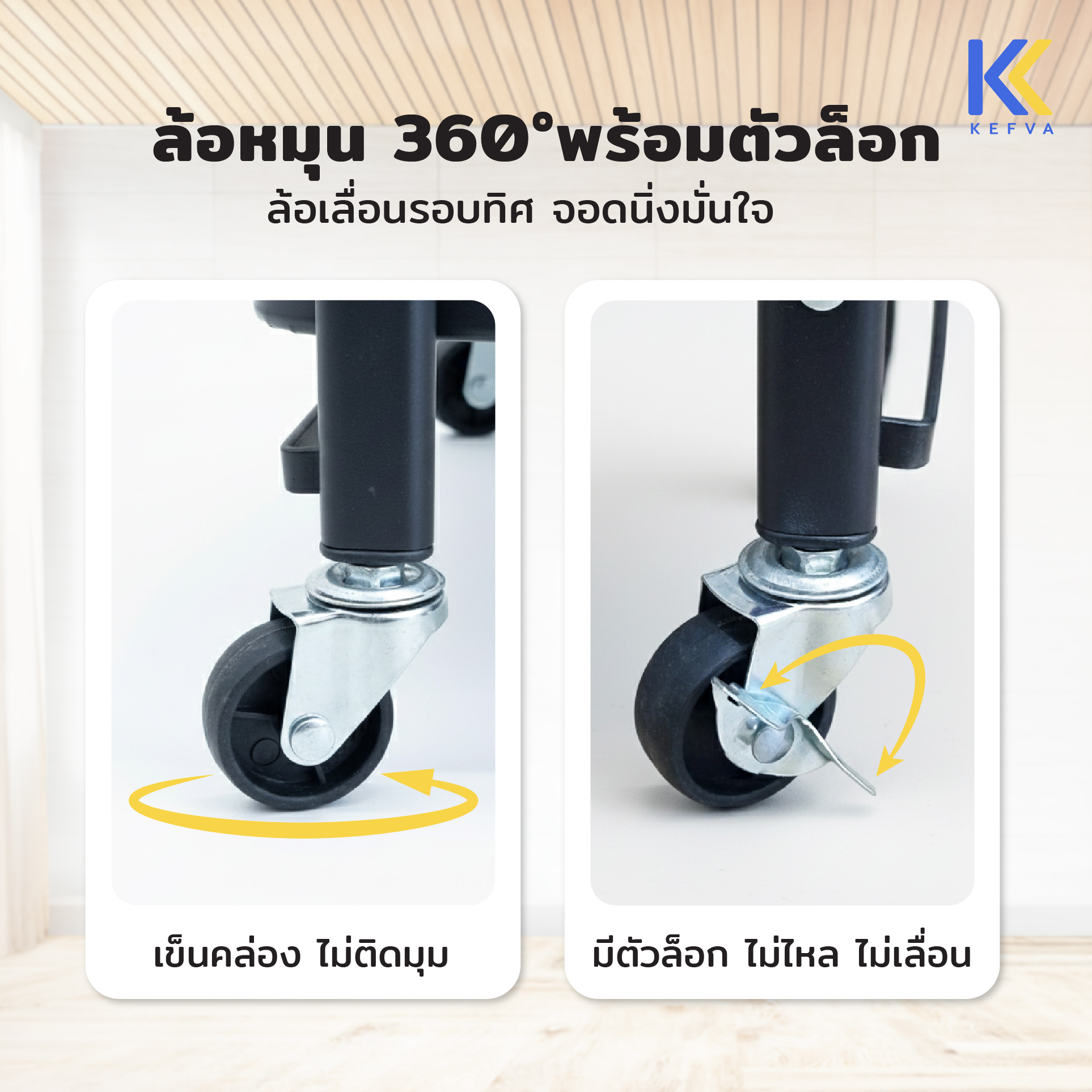 ชั้นรถเข็นอเนกประสงค์ KEFVA 3 ชั้น แบบพับได้ พร้อมล้อเลื่อน ขนาด 45X29X77 ซม. สีขาว_3